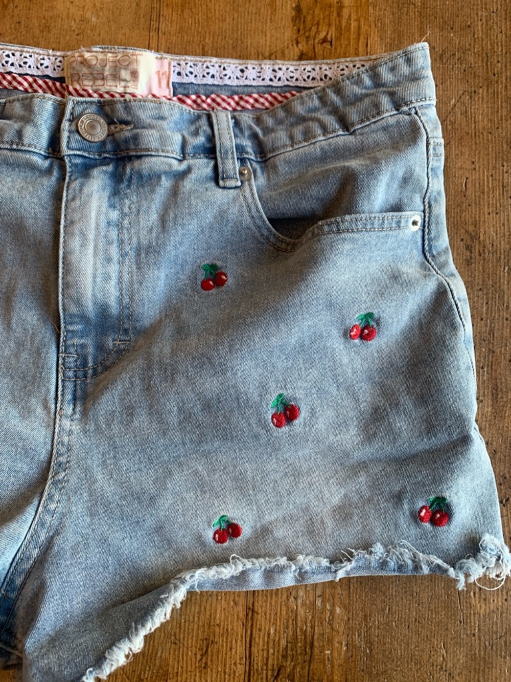 Project Rebel Cherry Embroidered Denim Shorts - Picture 16 of 16